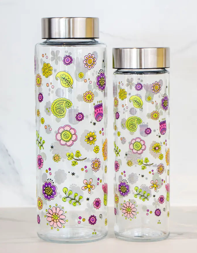 Glasflasche "Glücksblumen"