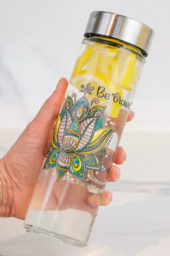 Glasflasche "Lotusblüte"