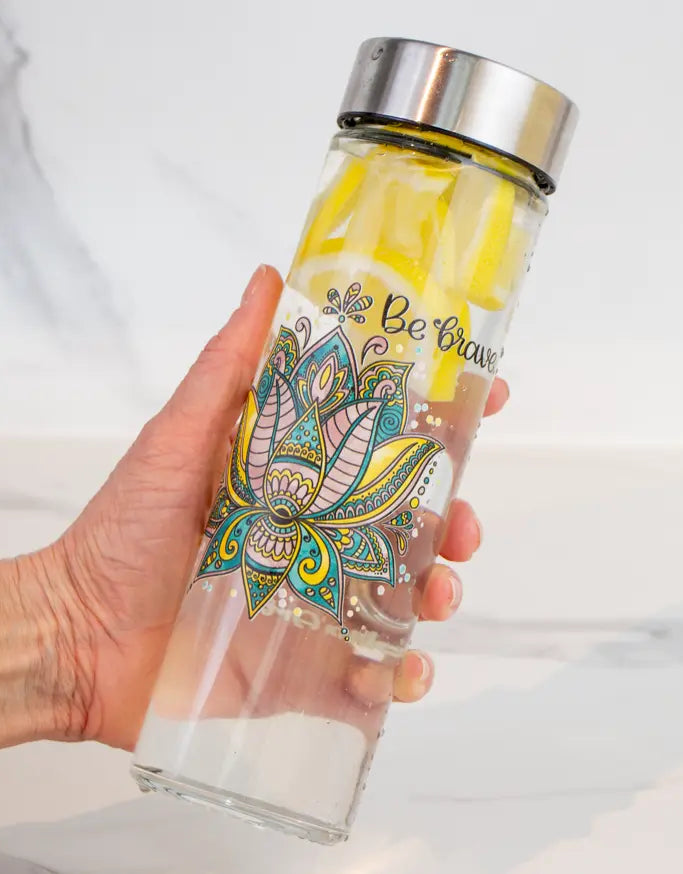 Glasflasche "Lotusblüte"