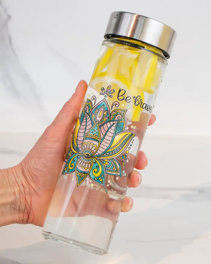 Glasflasche "Lotusblüte"