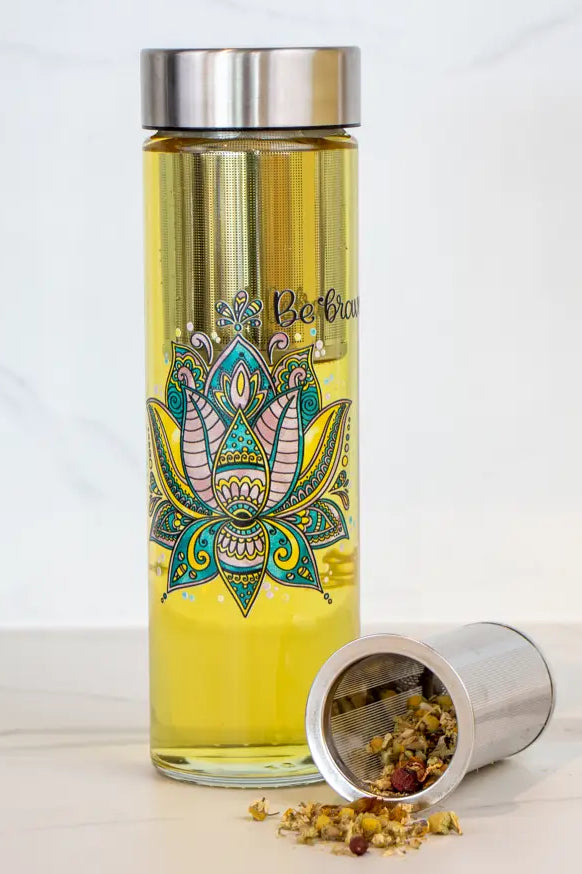 Glasflasche "Lotusblüte"