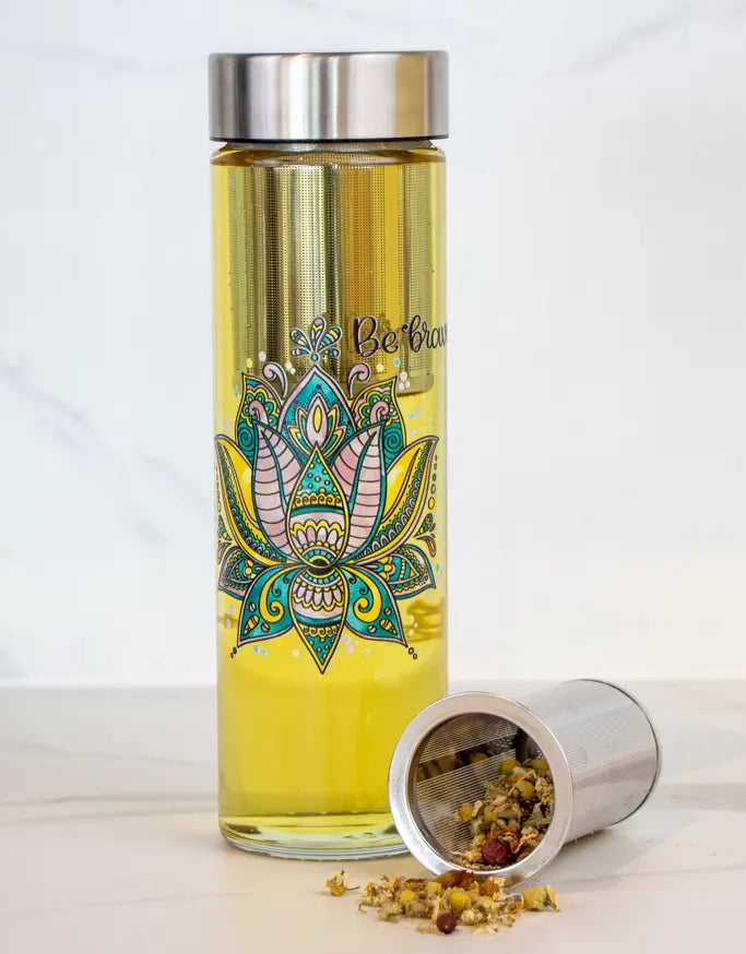 Glasflasche "Lotusblüte"