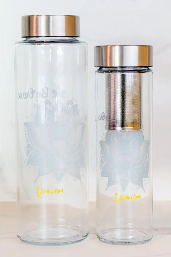 Glasflasche "Lotusblüte"