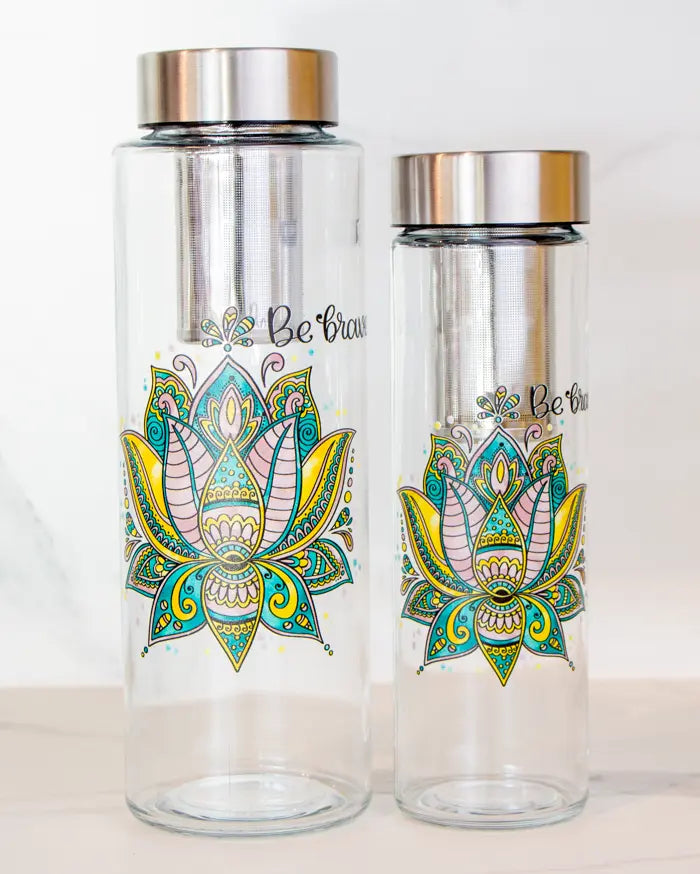 Glasflasche "Lotusblüte"