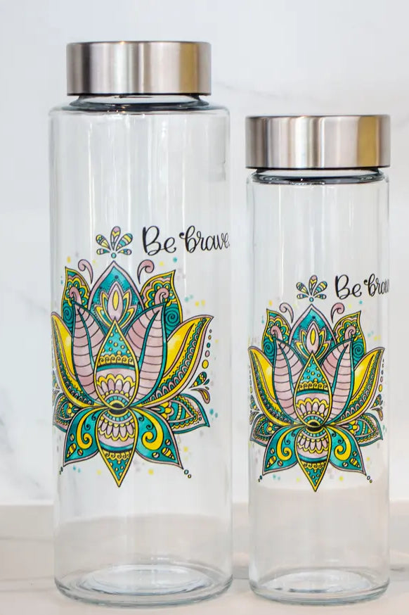 Glasflasche "Lotusblüte"