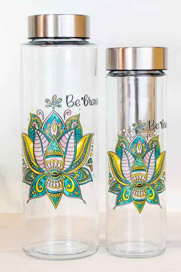 Glasflasche "Lotusblüte"