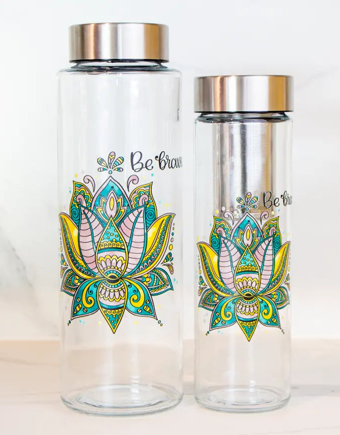 Glasflasche "Lotusblüte"