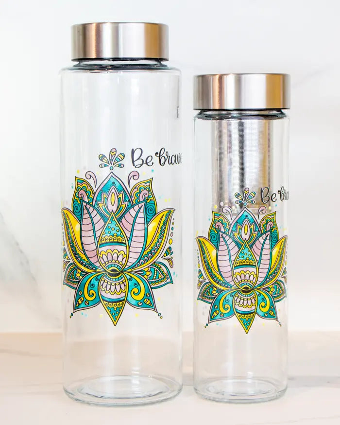 Glasflasche "Lotusblüte"