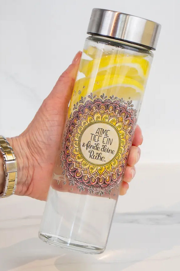 Glasflasche "Mandala - Atme tief ein"