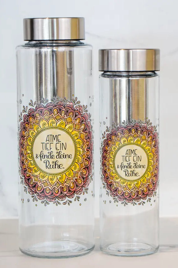 Glasflasche "Mandala - Atme tief ein"