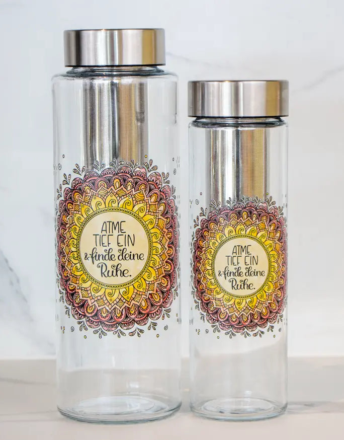 Glasflasche "Mandala - Atme tief ein"