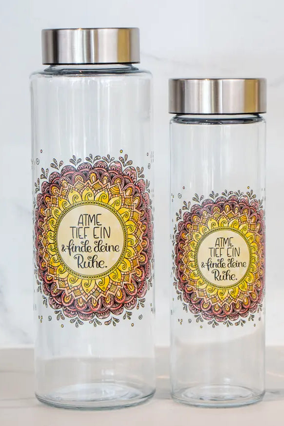 Glasflasche "Mandala - Atme tief ein"