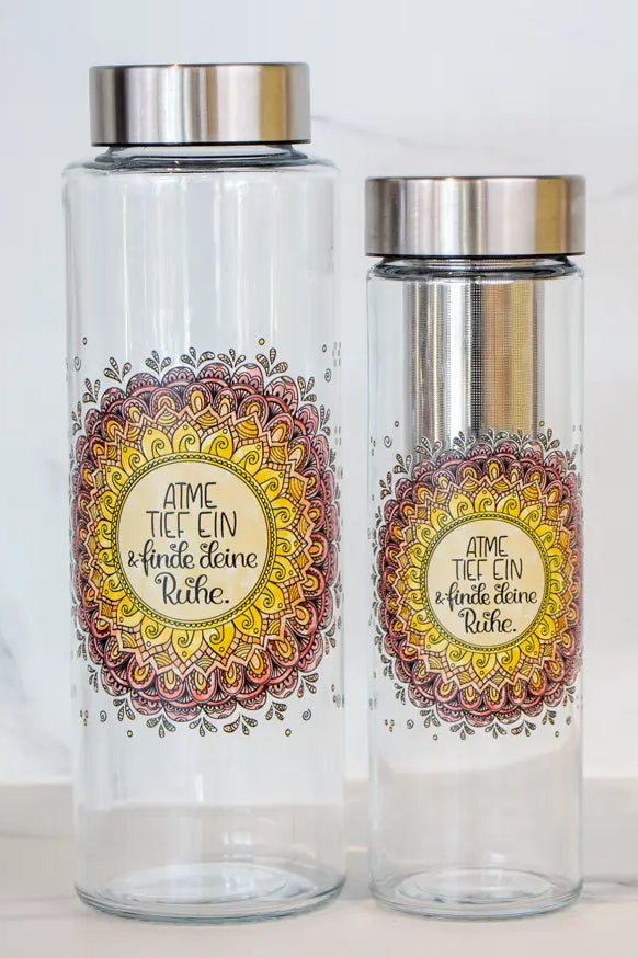 Glasflasche "Mandala - Atme tief ein"