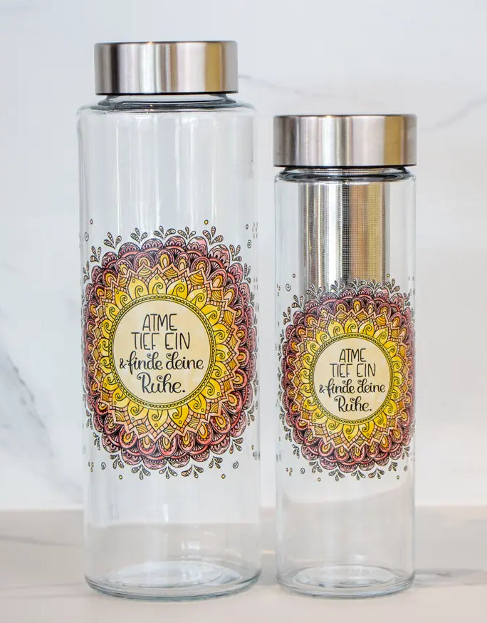 Glasflasche "Mandala - Atme tief ein"