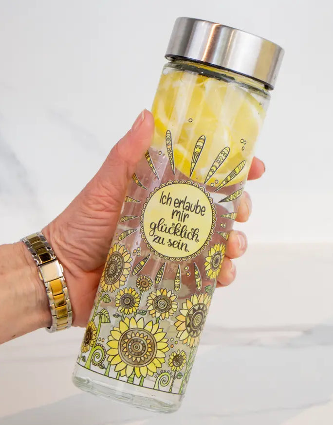 Glasflasche "Sonnenblumen"