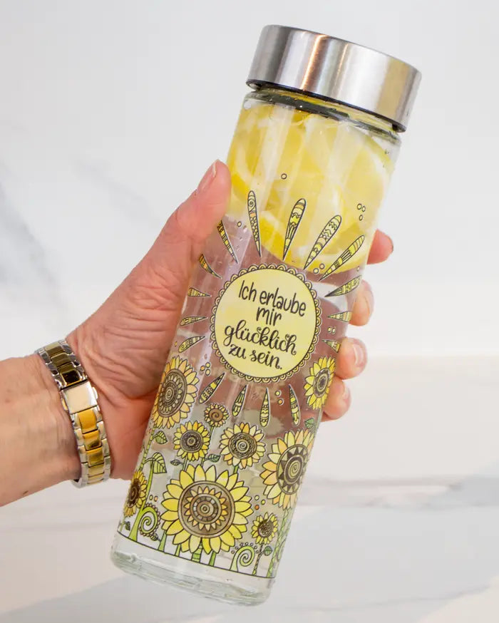 Glasflasche "Sonnenblumen"