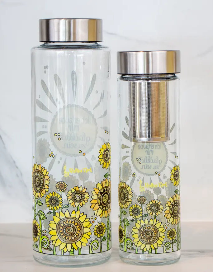 Glasflasche "Sonnenblumen"