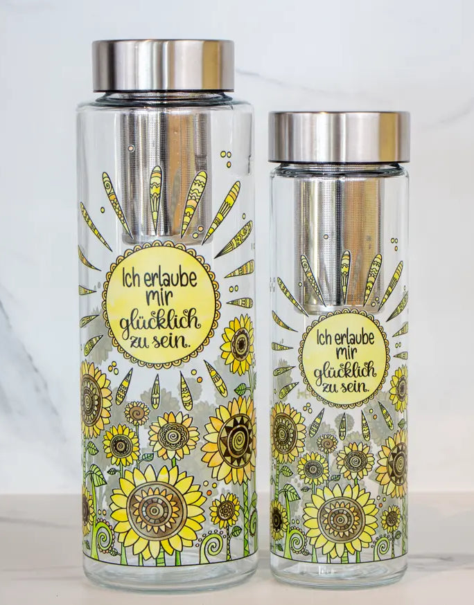 Glasflasche "Sonnenblumen"