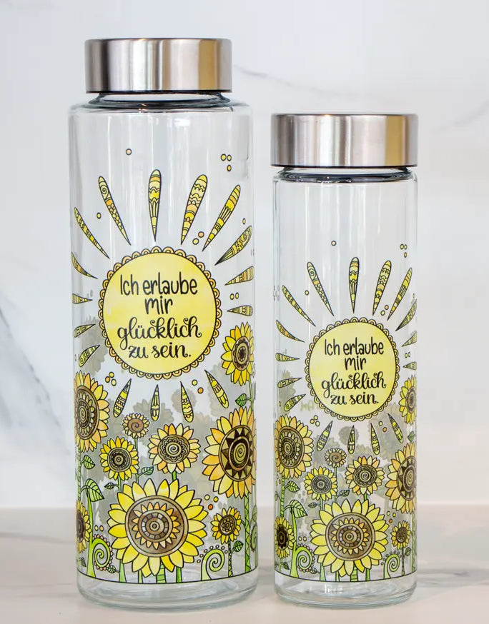 Glasflasche "Sonnenblumen"