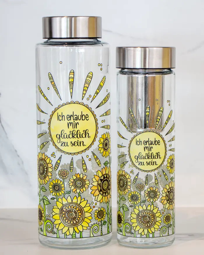 Glasflasche "Sonnenblumen"