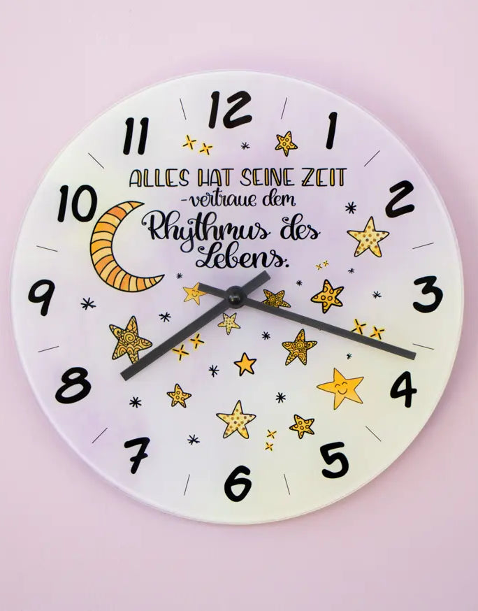 Glaswanduhr „Alles hat seine Zeit“