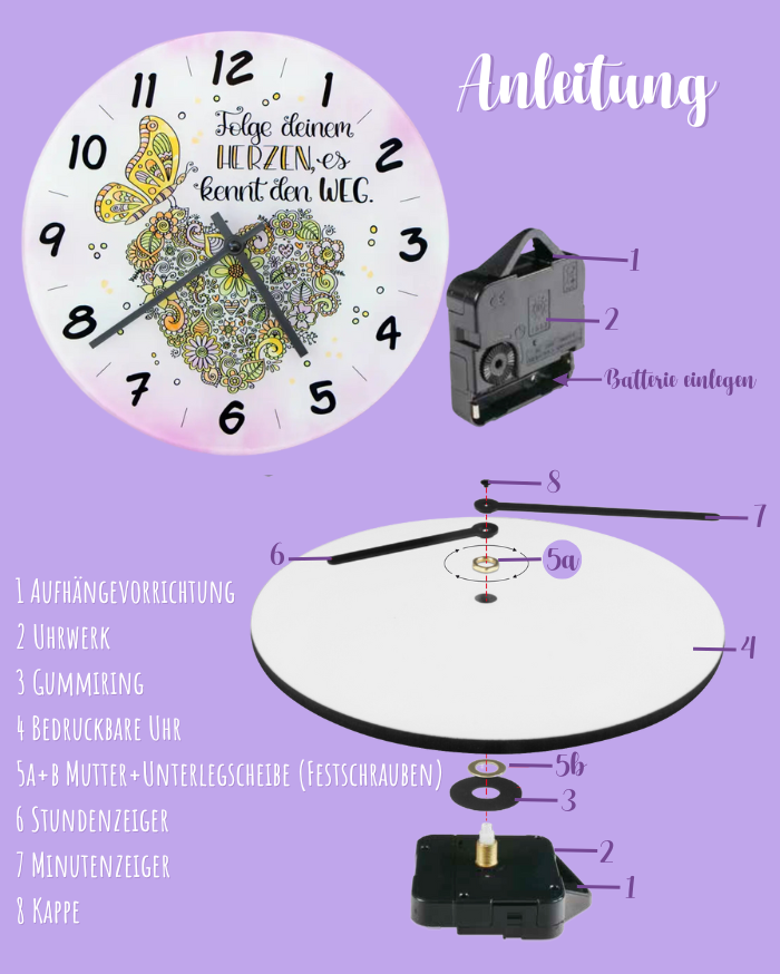 Glaswanduhr „Folge deinem Herzen“