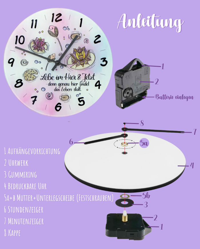 Glaswanduhr „Lebe im Hier und Jetzt“