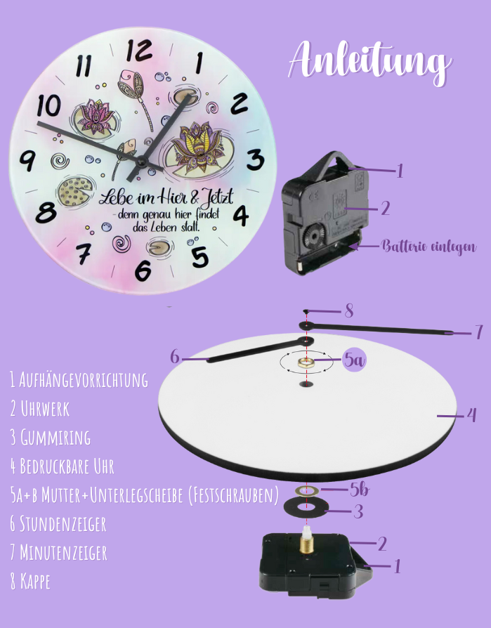 Glaswanduhr „Lebe im Hier und Jetzt“