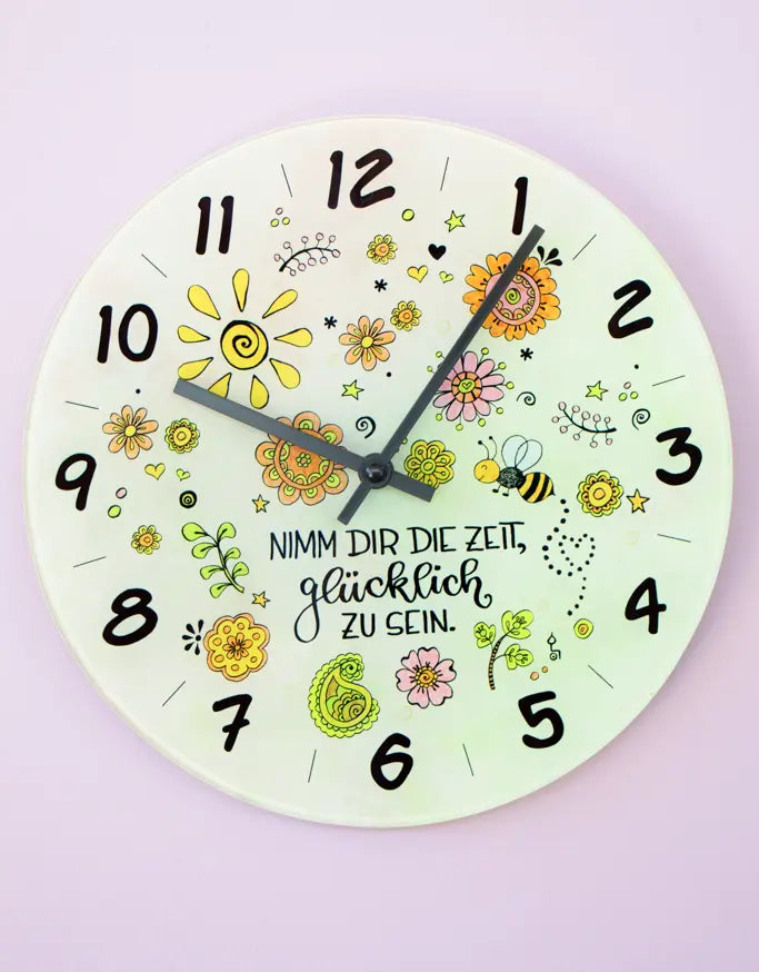 Glaswanduhr "Nimm dir die Zeit"