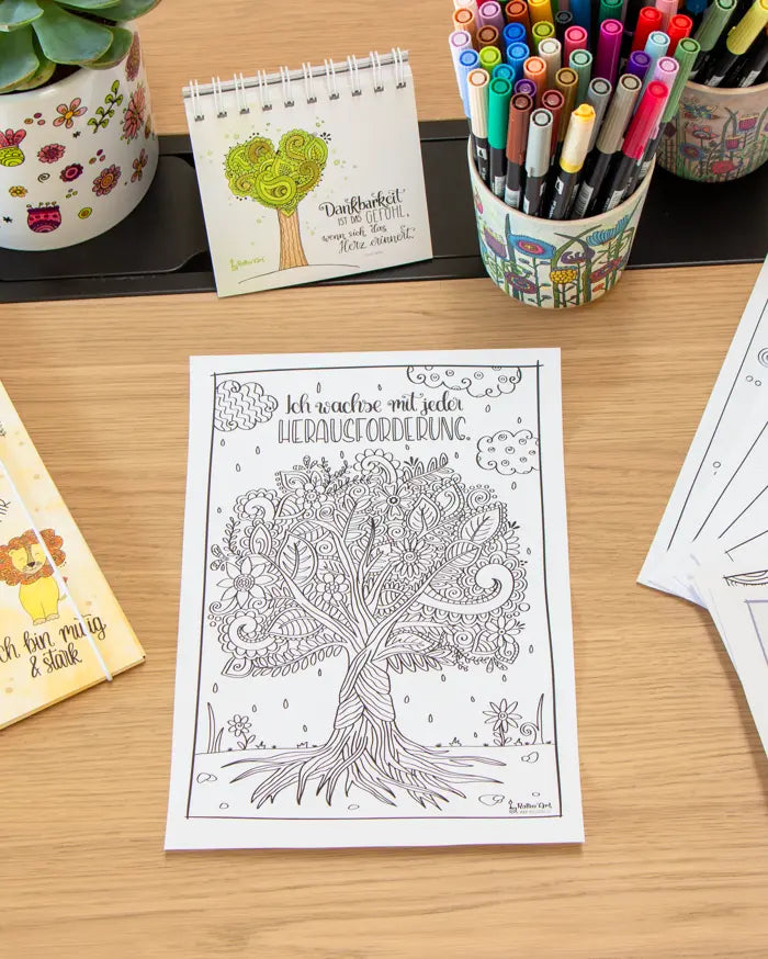 Inspirierende Ausmalbilder für Erwachsene – Glück, Zuversicht & Selbstliebe
