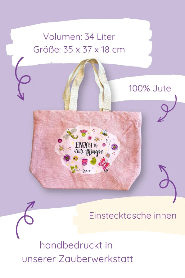 Jute Beach Bag "Enjoy the little things"