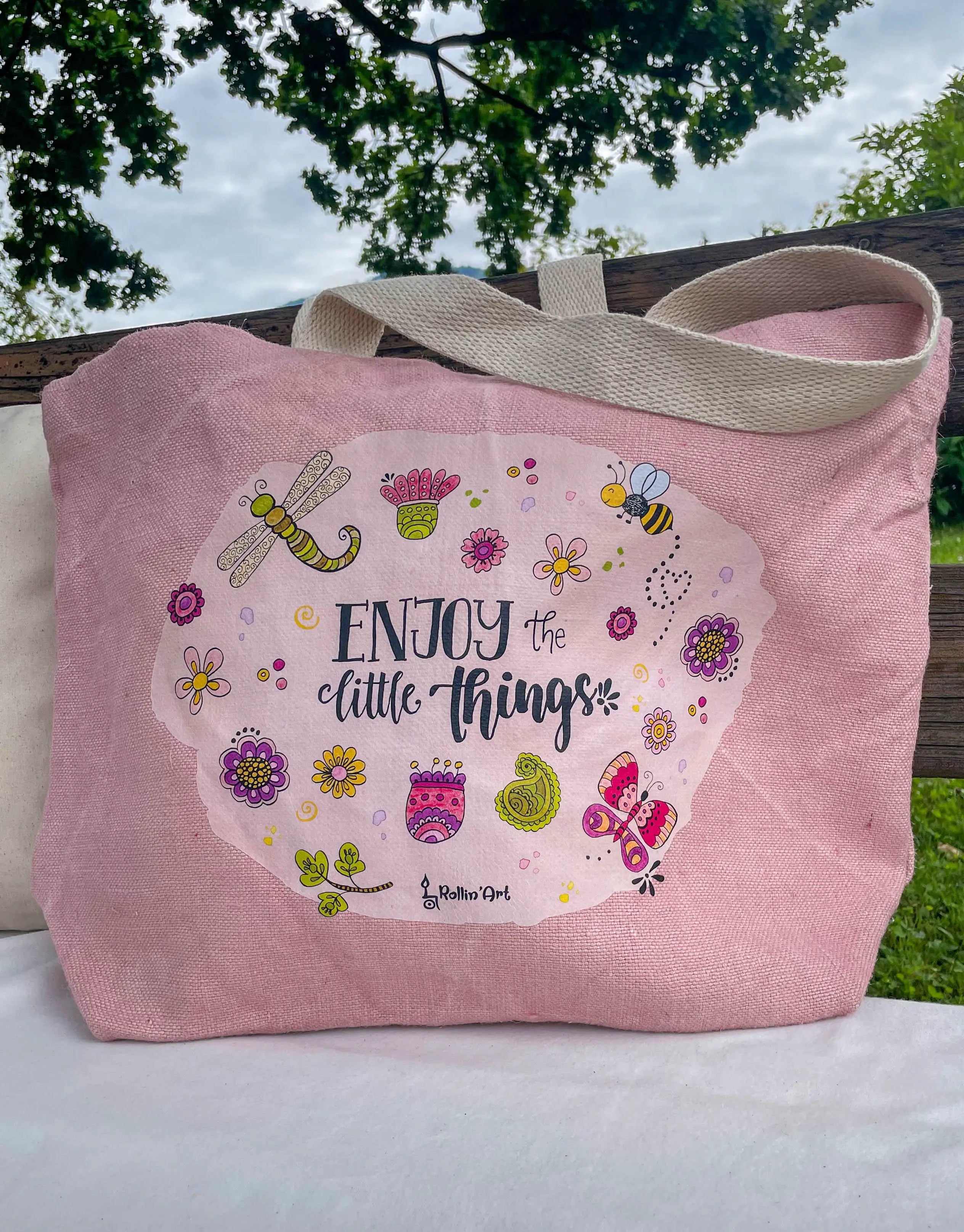 Jute Beach Bag "Enjoy the little things"