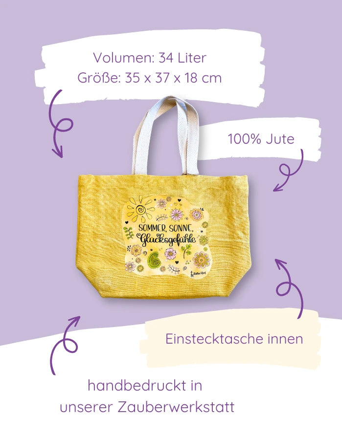 Jute Beach Bag "Glücksgefühle"