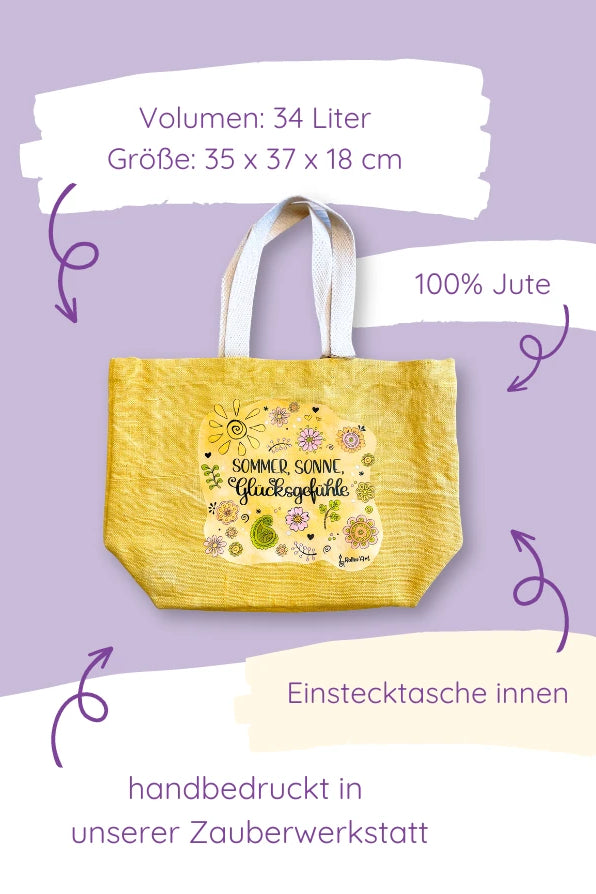 Jute Beach Bag "Glücksgefühle"