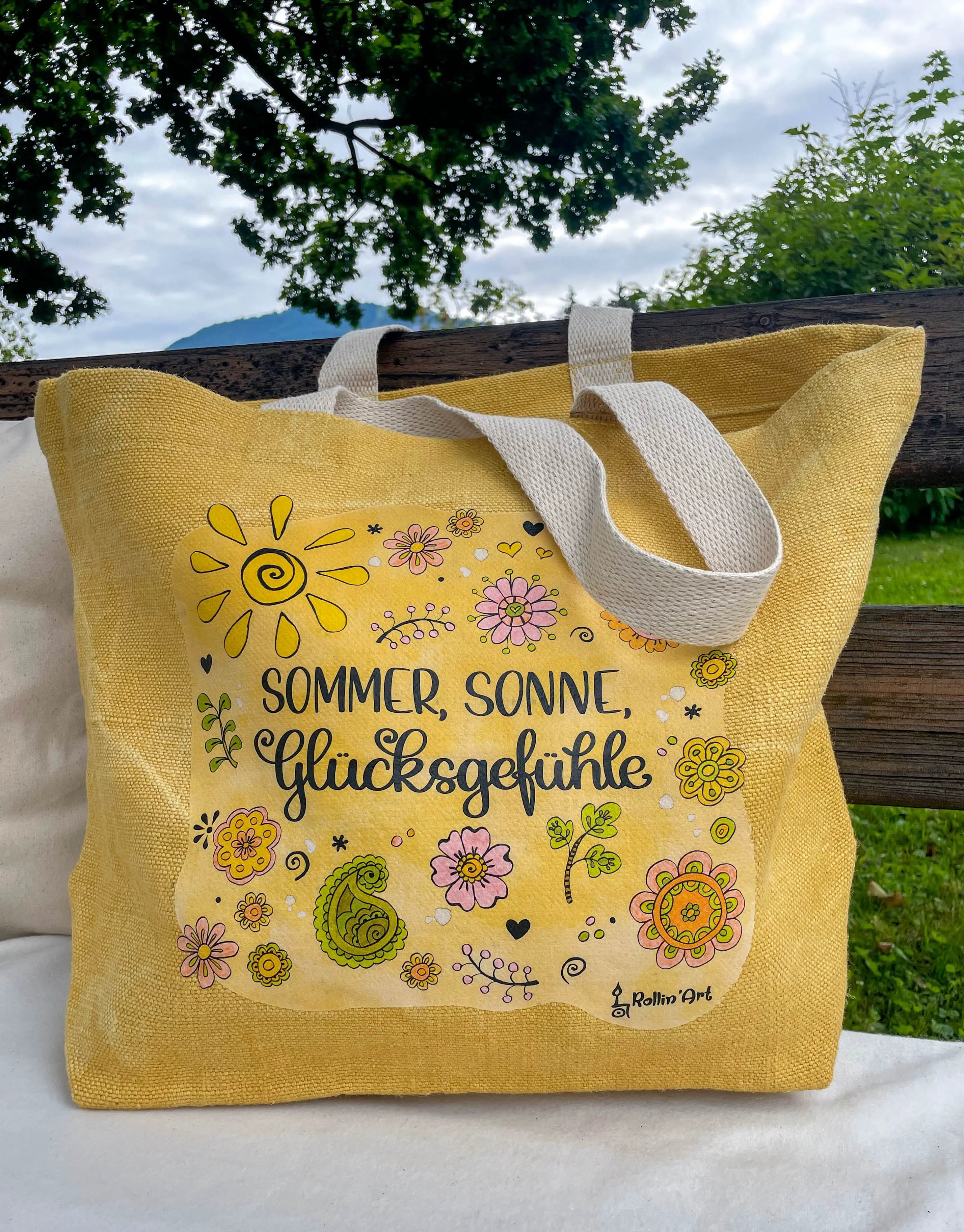 Jute Beach Bag "Glücksgefühle"