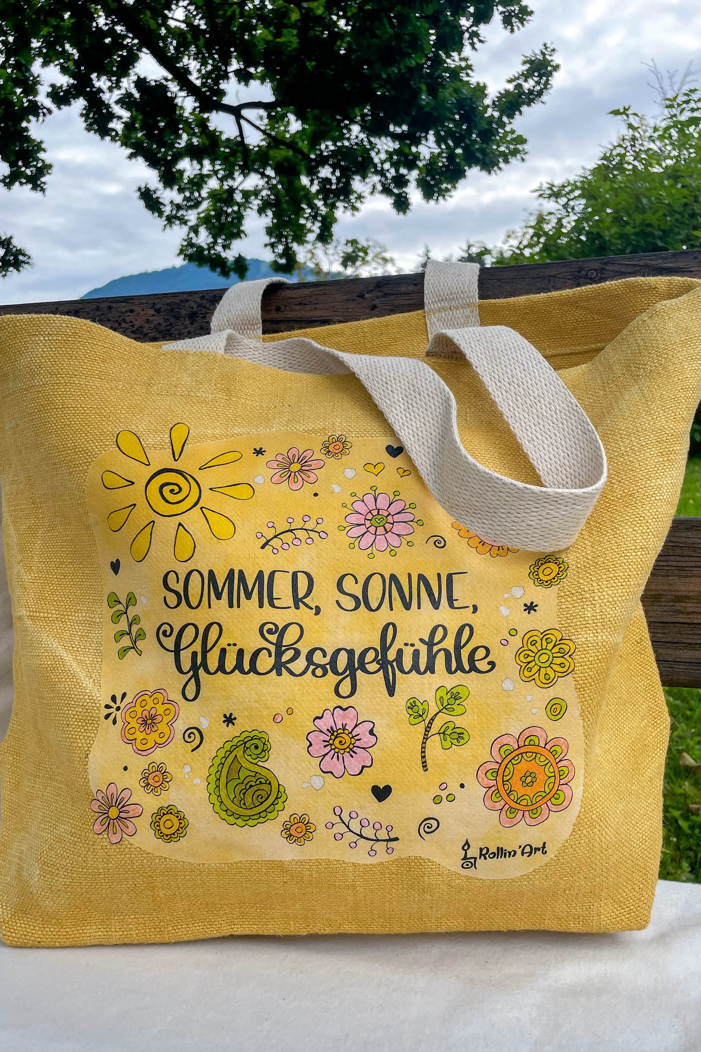 Jute Beach Bag "Glücksgefühle"