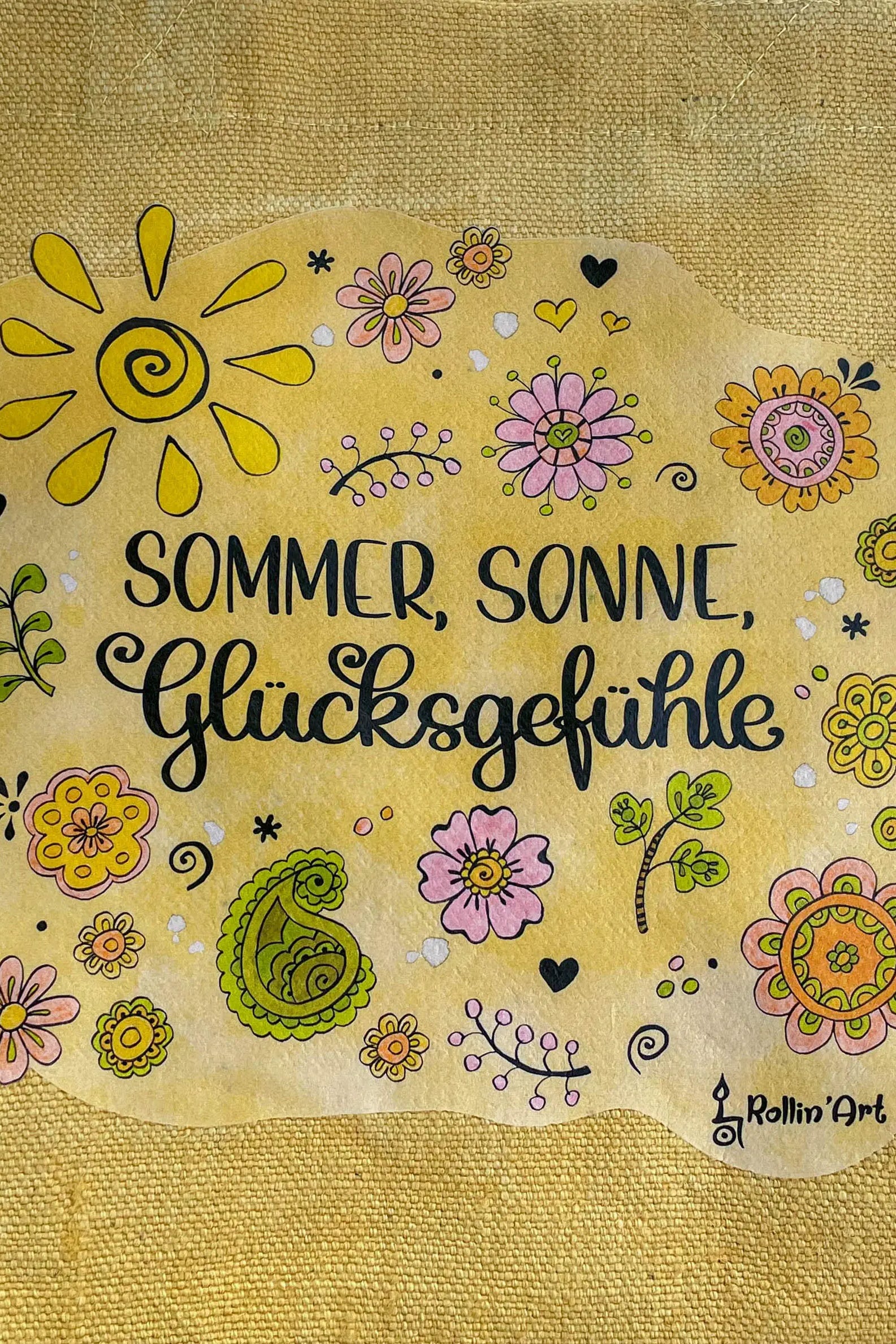 Jute Beach Bag "Glücksgefühle"