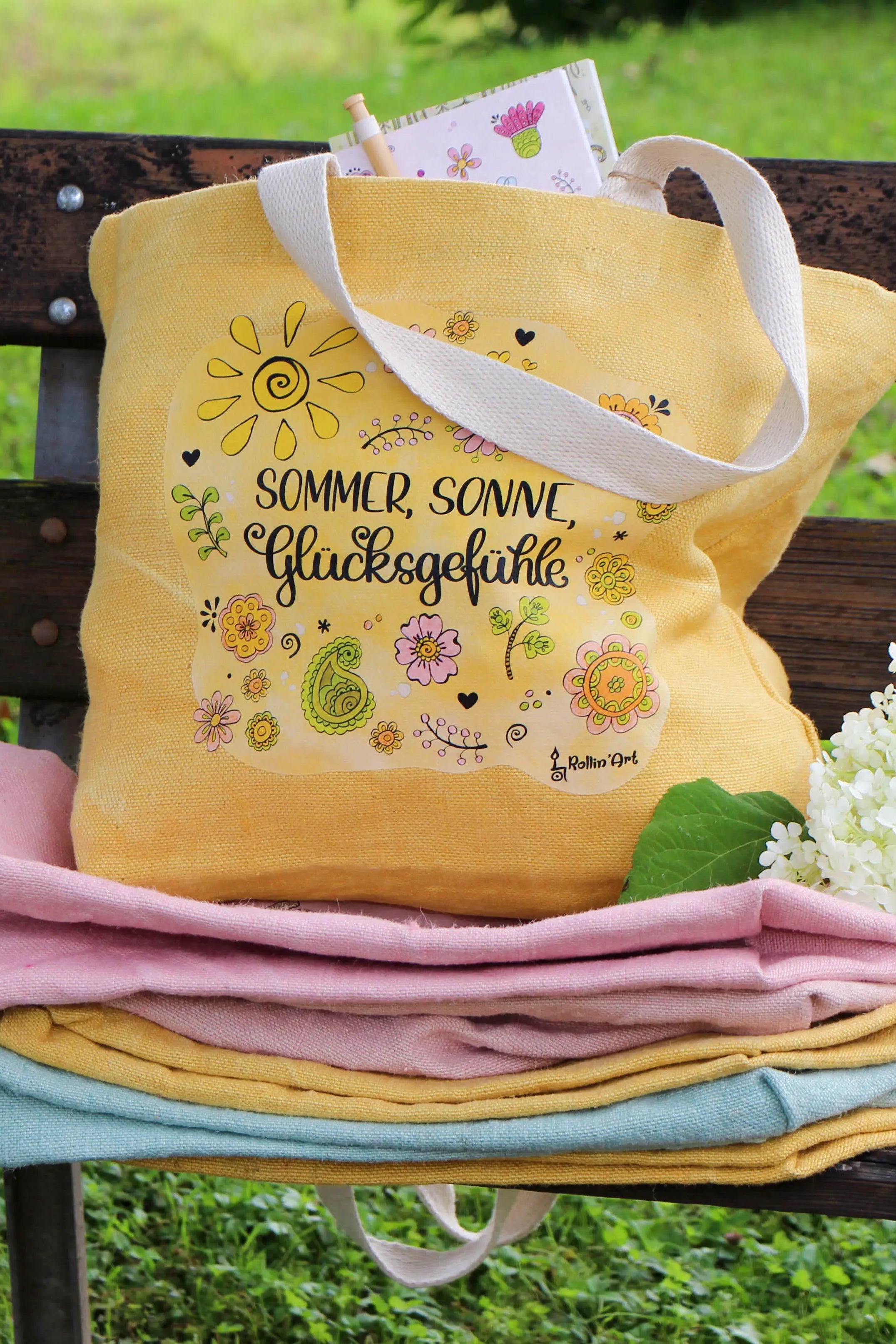 Jute Beach Bag "Glücksgefühle"