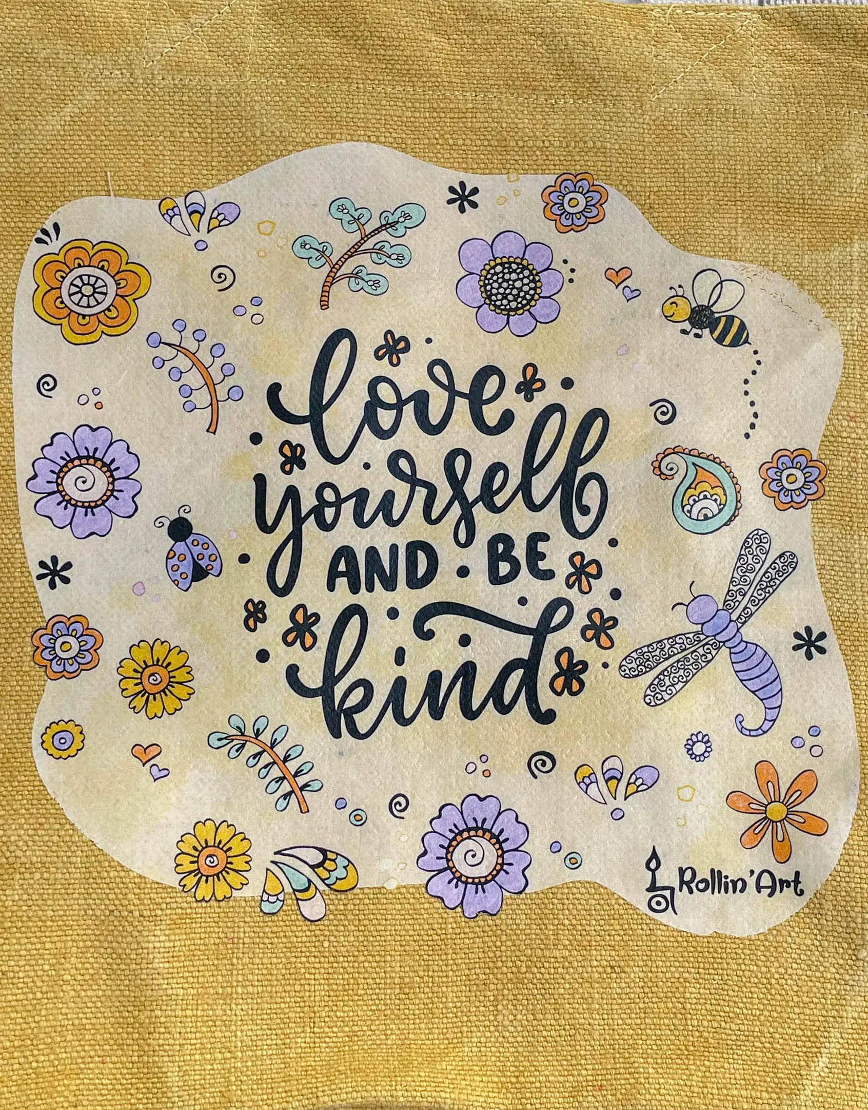 Jute Beach Bag "Love yourself and be kind"