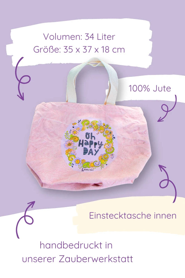 Jute Beach Bag "Oh happy Day"