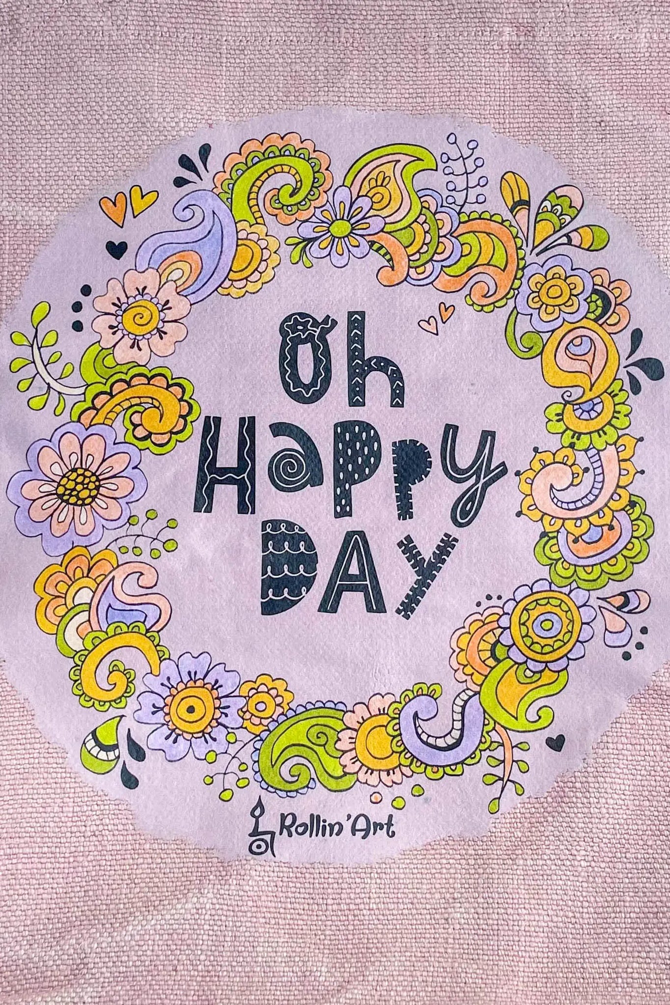 Jute Beach Bag "Oh happy Day"