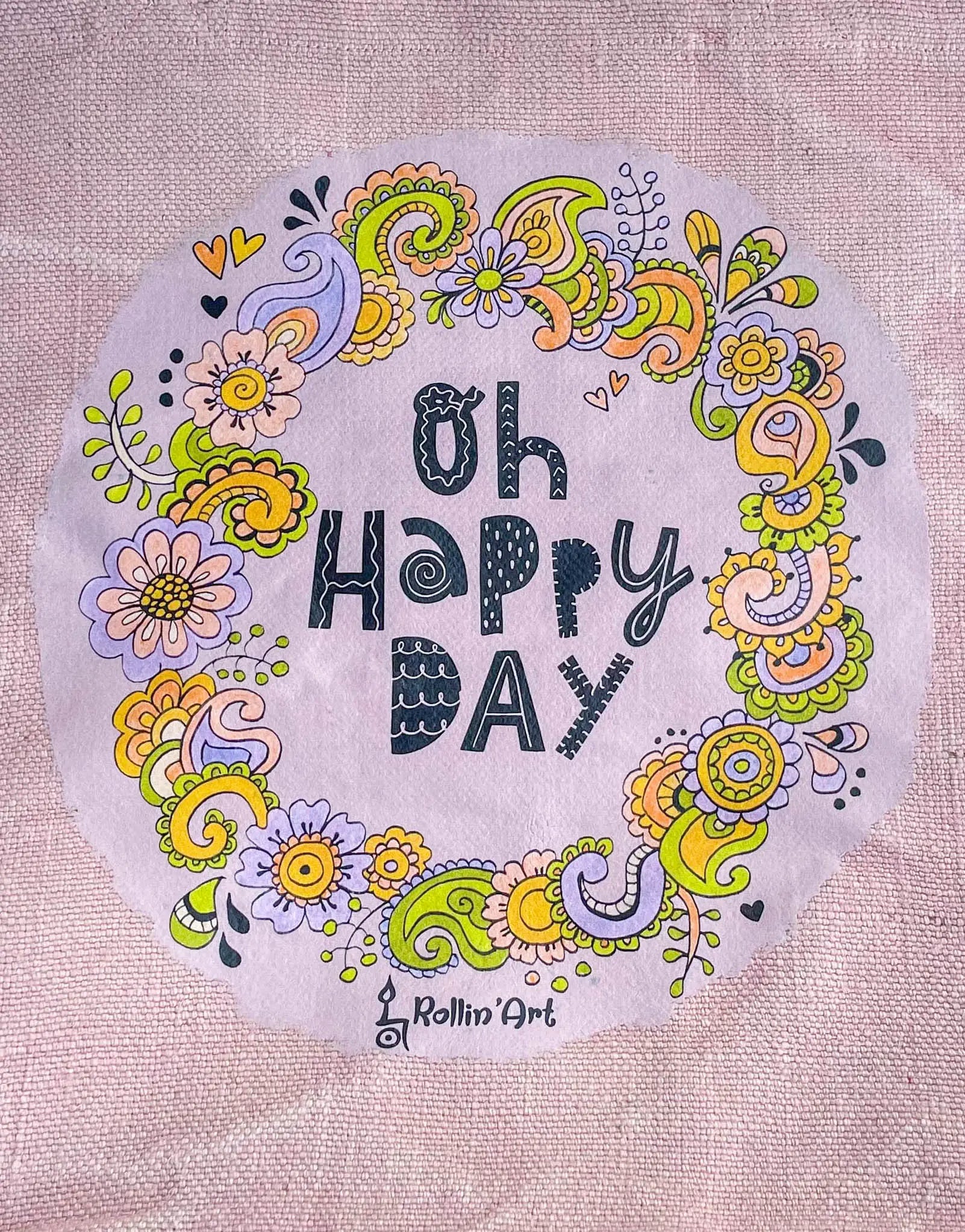 Jute Beach Bag "Oh happy Day"