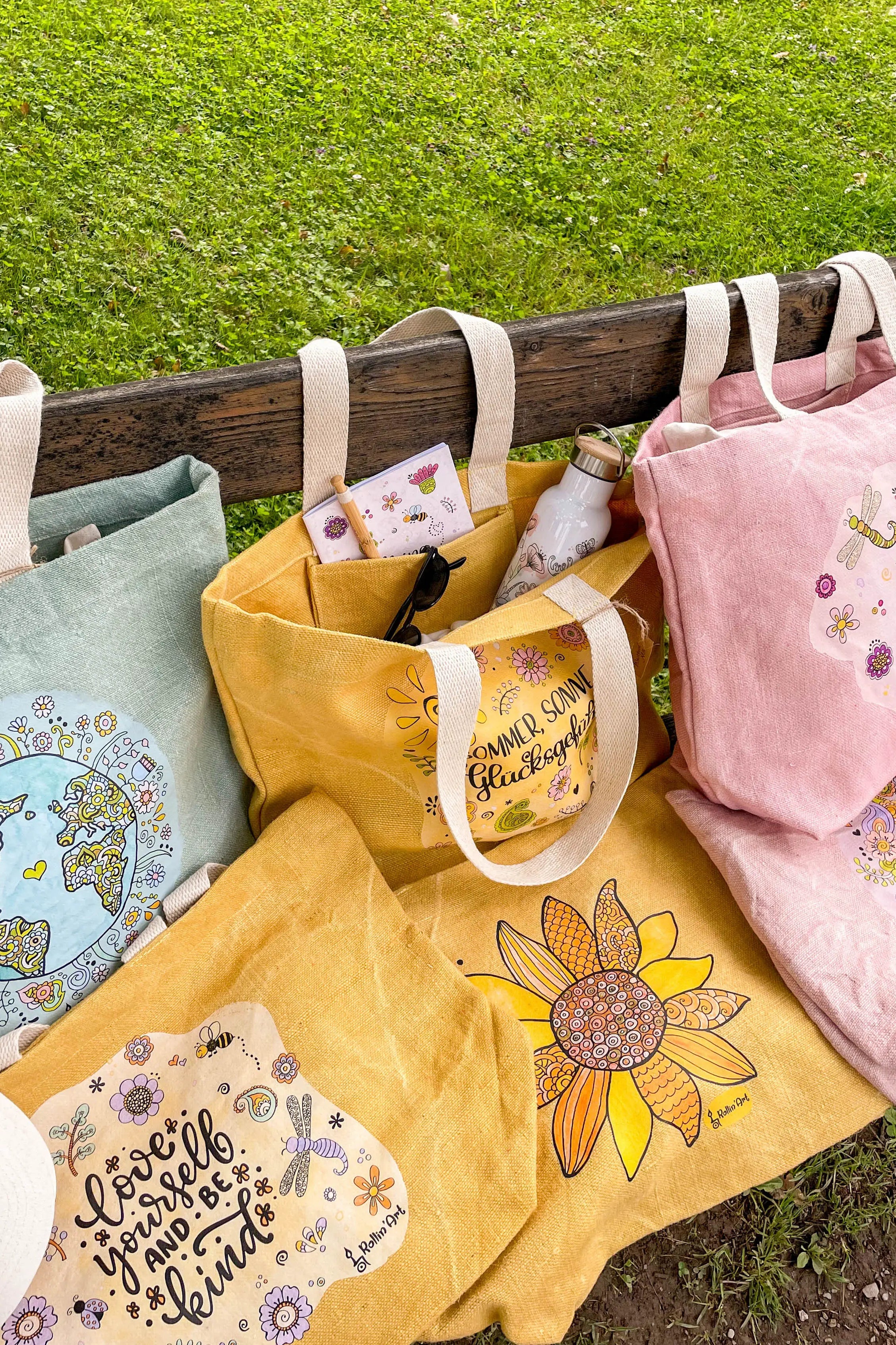 Jute Beach Bag "Oh happy Day"