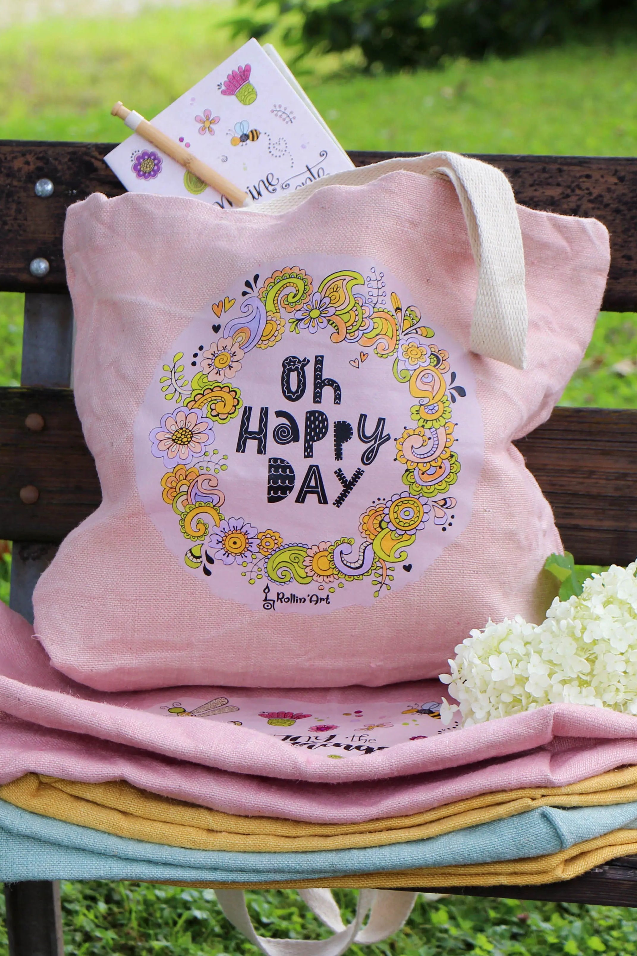 Jute Beach Bag "Oh happy Day"