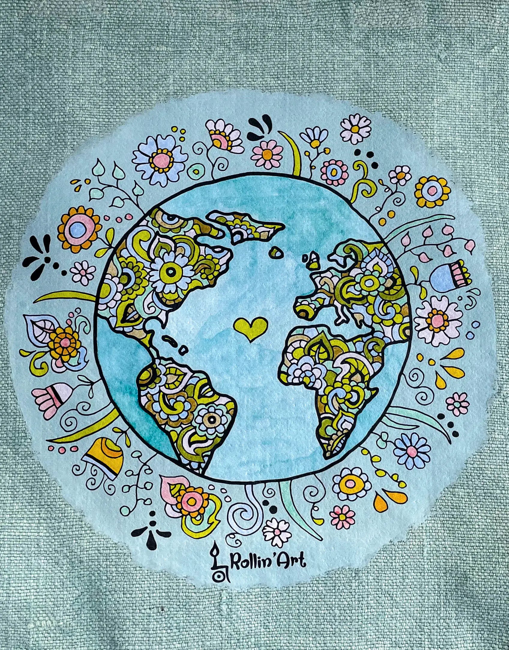 Jute Beach Bag "Wundervolle Welt"