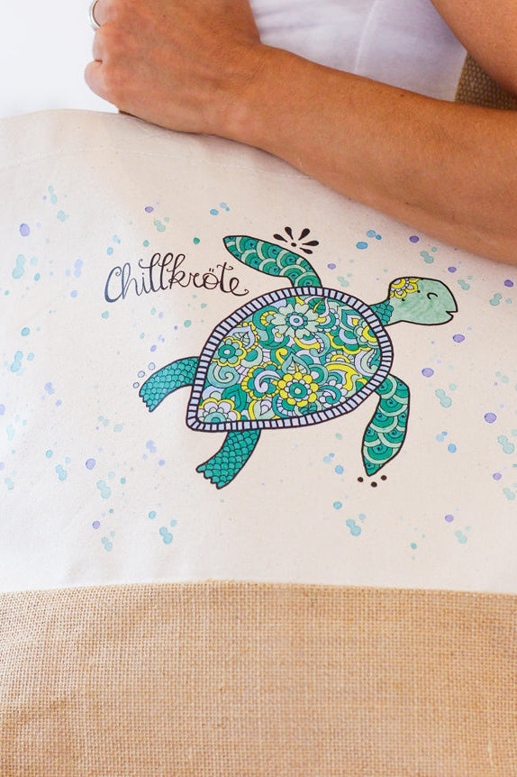 Jutetasche "Chillkröte"