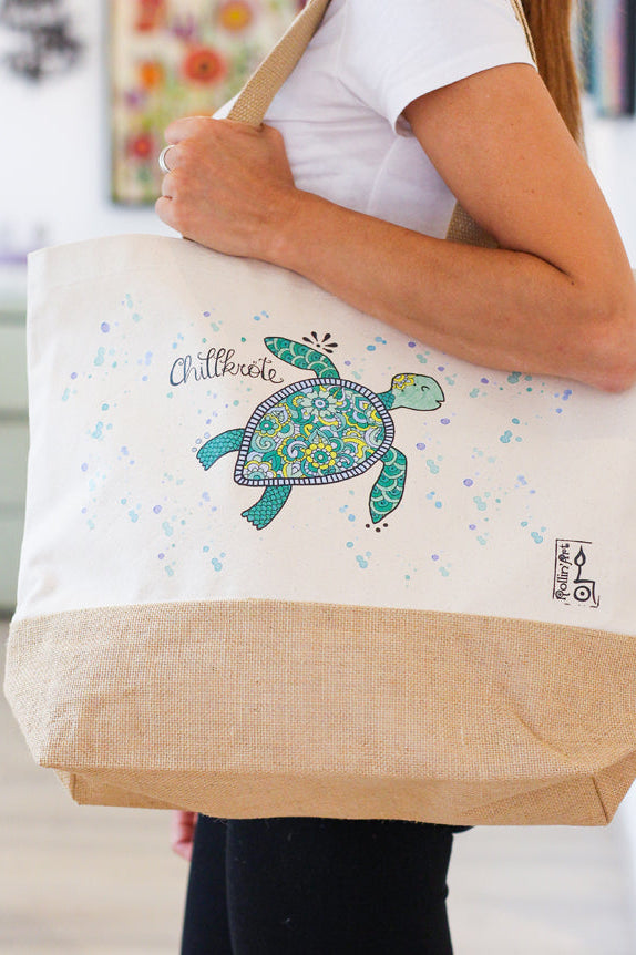 Jutetasche "Chillkröte"
