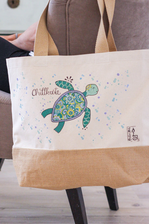 Jutetasche "Chillkröte"