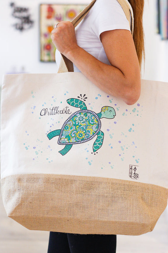 Jutetasche "Chillkröte"