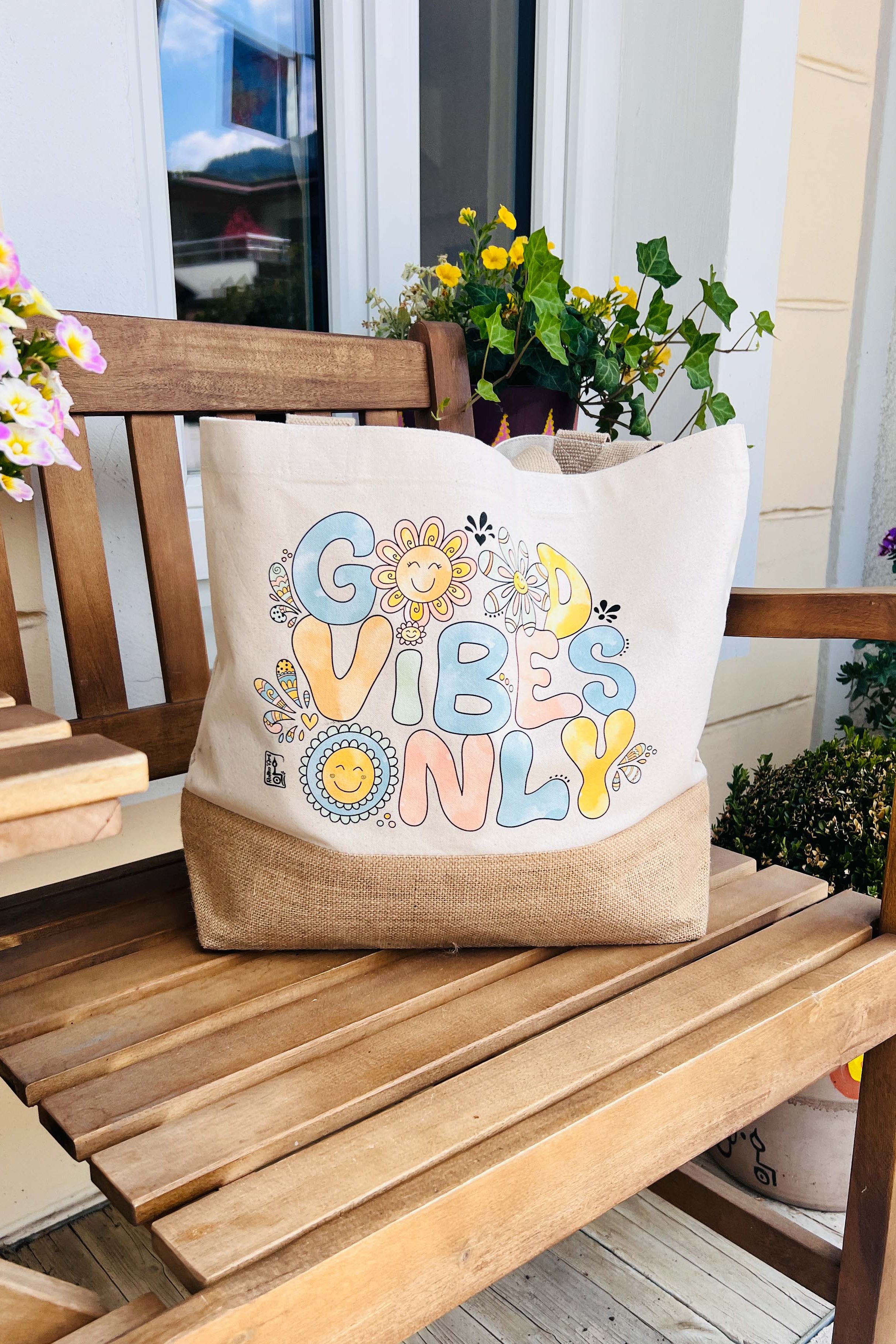 Jutetasche "Good Vibes Only"
